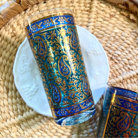 Vintage Georges Briard Sari Bar Glasses Mid Century 22Kt Gold Hollywood Regency - Picture 4 of 6